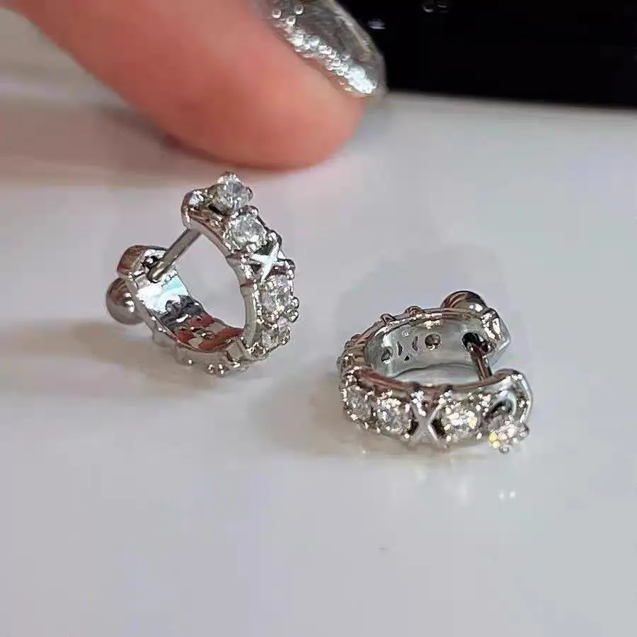 Women Shiny Zircon Stud Earrings