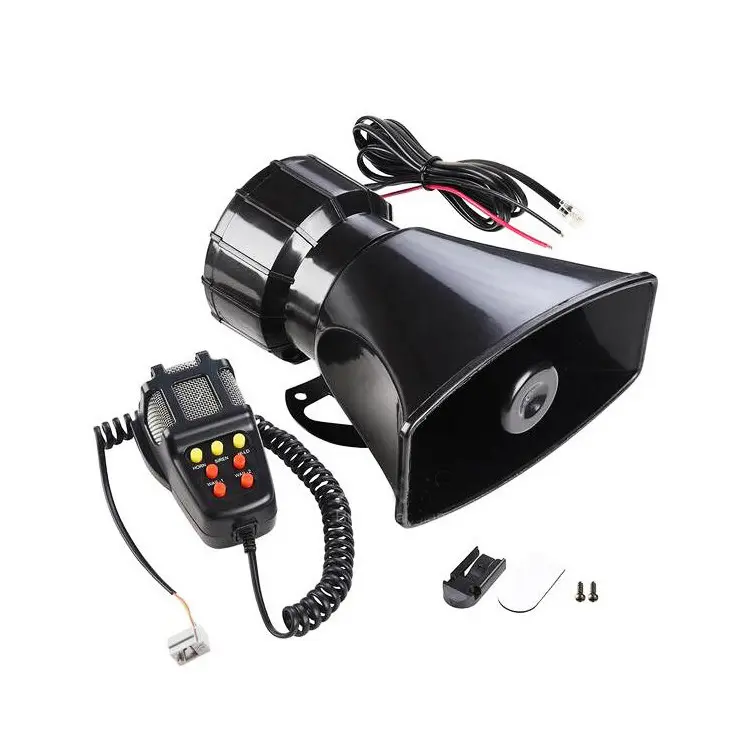 Car Horn 12V 100W Seven-Tone Alarm Shouting Square Mouth Horn Motorcycle Horn Car Modification Multi-Tone Megaphone