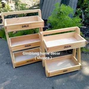 KAYOENAN Rak bawang kayu alas rapat | rak dapur | rak bumbu susun
