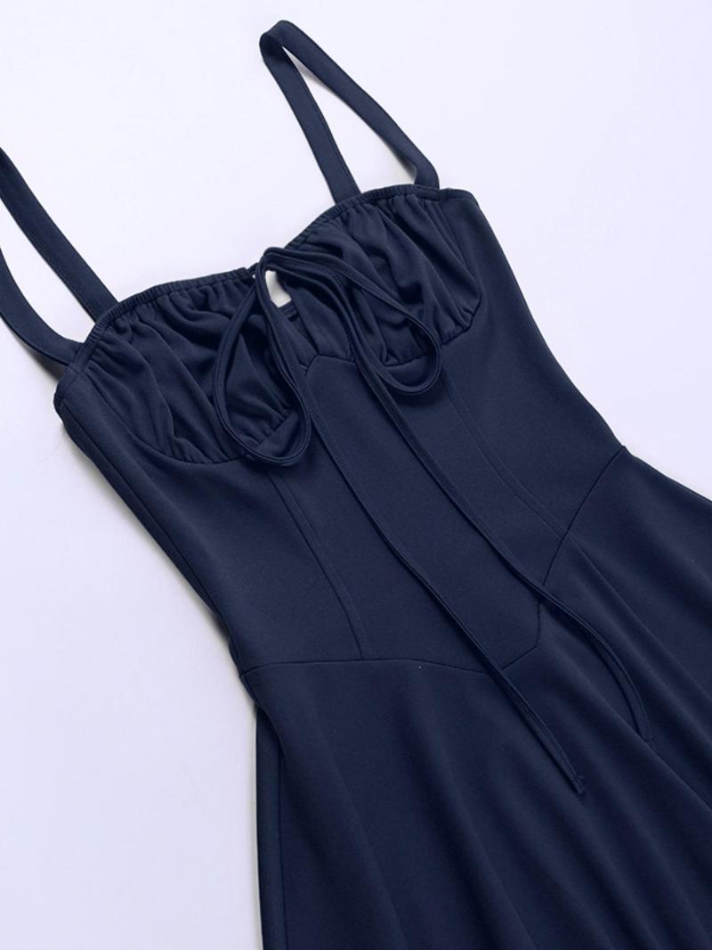 Product Introduction of Women's Solid Color Tie Shoulder Cami Dress, Casual Sleeveless A Line Dress for Spring & Fall, Women's Clothing for Daily Wear 5