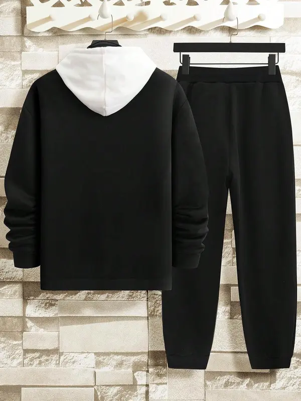 Men's Solid Pocket Button Front Jacket & Drawstring Waist Pants Two-Piece Set, Regular Fit Casual Fashion Cozy Two Piece Outfits for Daily Outdoor Wear, Men Clothes for Fall & Winter 1