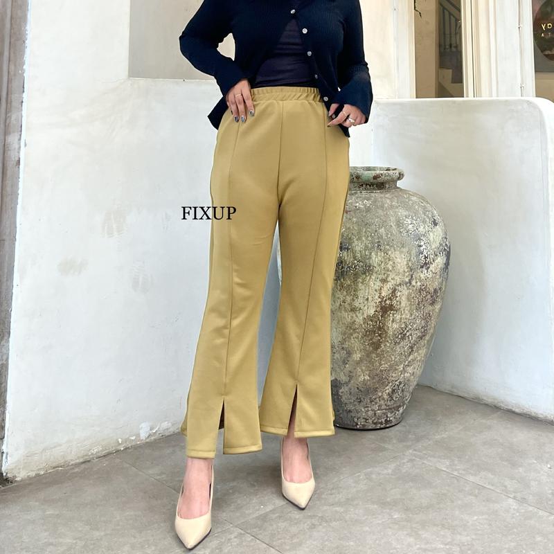 FIXUP | (M-XXXXL) MONA CUTBRAY HIGHWAIST KULOT ANTI LECEK Wanita Celana Panjang Hitam 7