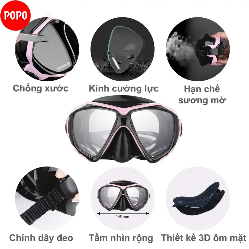 Mặt nạ lặn TUO biển thế hệ mới tầm nhìn rộng, mắt kính cường lực, ngăn nước tuyệt đối mặt  nạ masker  selam 7