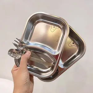 99KHOME Alat Makan Stainless Steel Koala Sendok Garpu Piring Bekal Dessert Lucu Anti Karat K1328