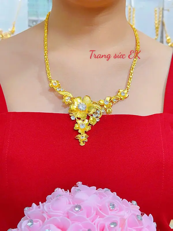 Dây chuyền cưới hoa mai chuẩn màu 24.k cao cấp k022 1
