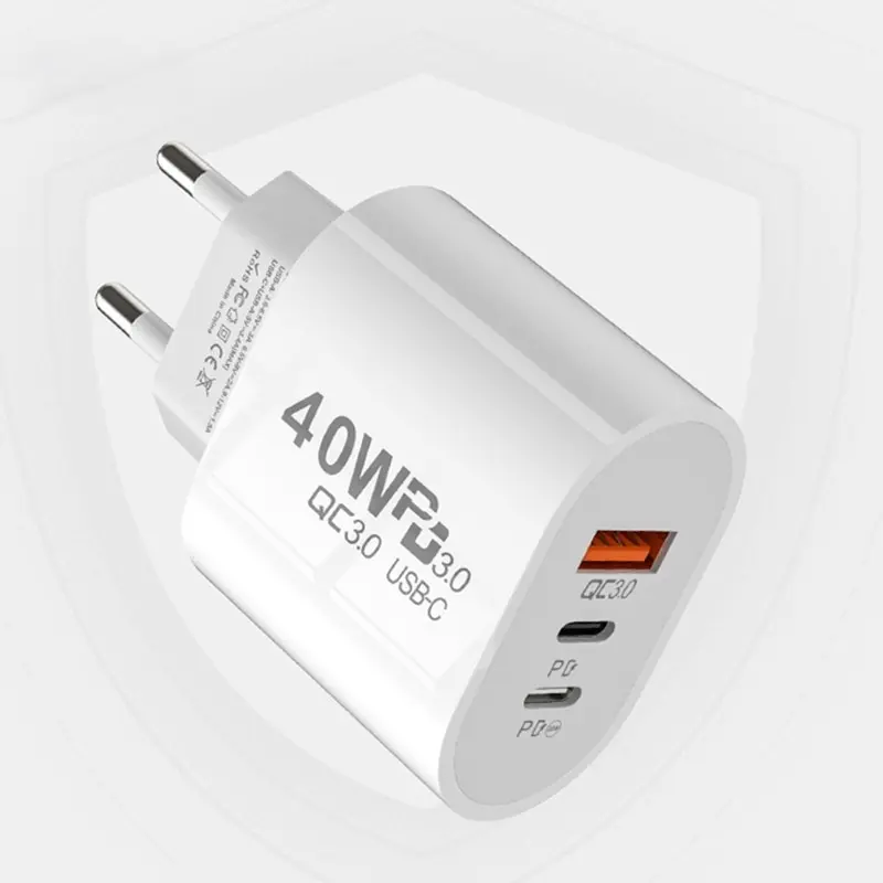 40W type C 3.0 3-port USB fast charger for phone