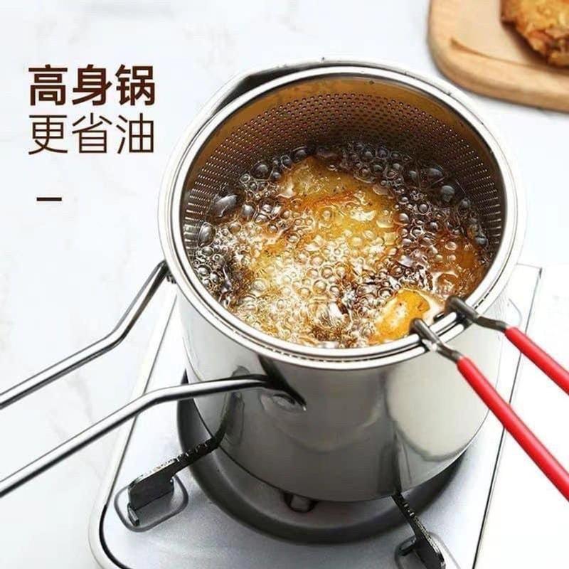   Loại 1  Nồi Chiên Ngập Dầu Bằng Thép Không Gỉ 304 Có Lưới Lọc Tiết Kiệm Dầu Chống Dính Dùng được bếp từ Tổng kho MINISAM 01 đa năng 