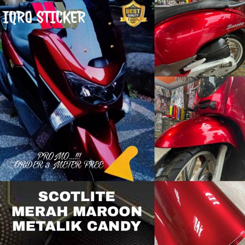 sticker skotlet metalik merah candy glossy / skotlet merah candy ...