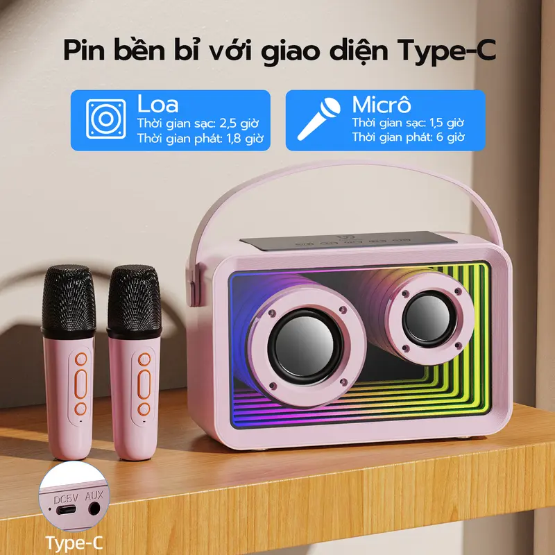 [GOOJODOQ x KOC/KOL ]Loa Bluetooth Karaoke K56 ,  Chống bụi, nước IP67, Loa Bass Mạnh , Tặng Kèm 2 Micro Không Dây Thiết Kế Sang TrọNG PHÙ HỢP LÀM QUÀ TẾT, QUÀ CHO NGƯỜI YÊU Nghe Nhạc Kem 7