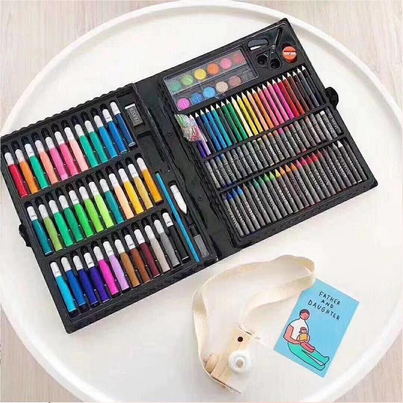 Hộp màu 150 chi tiết cho em bé yêu thỏa sức sáng tạo, màu đẹp, sắc nét - Thiết kế gọn gàng, đẹp mắt, không độc hại Đồ Chơi Cho Bé Toys hộp màu 150 chi tiết 4 tầng bằng gỗ