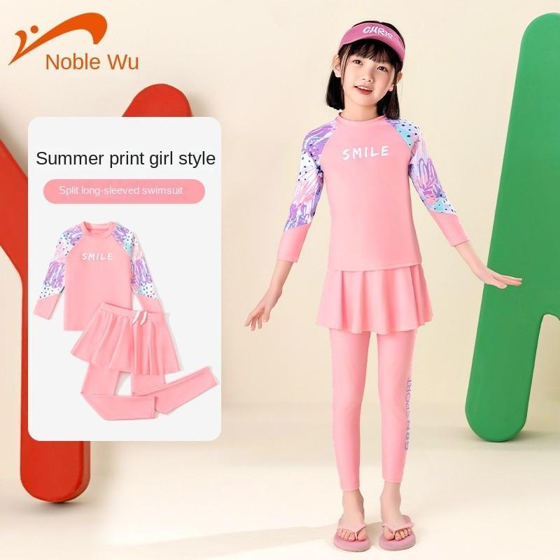 Product Introduction of Children's Swimsuit Girl Long Sleeve Trousers Swimsuit Girls' Split Baby Swimsuit Hot Spring Bathing Suit Swim Trunks Set-0428-0514 1