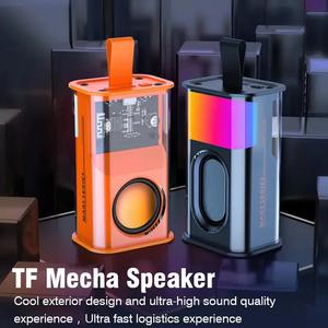 Pembesar Suara Bluetooth, Pembesar Suara Mecha K08, Reka Bentuk Baharu, Audio Mech Lutsinar, Sambungan Interconnection, Cahaya Pernafasan Irama, Stereo Butang Sambung Kuasa, Pembesar Suara Tanpa Wayar, Suara   subwoofer spiker mini portable music speakers