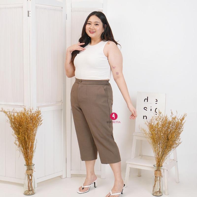 JISO CELANA WANITA POLOS PINGGANG KARET BAHAN KATUN DRILL 8148 0