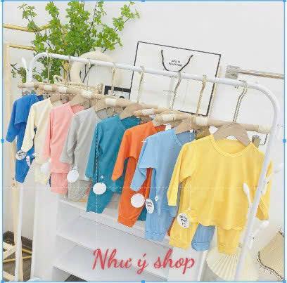   A175 - Mềm Mát Rẻ  Bộ Dài Tay Thun Lạnh Trơn Không Họa Tiết Minky Moon Cho Bé Trai Bé Gái Bộ Dài Tay Thun Lạnh 