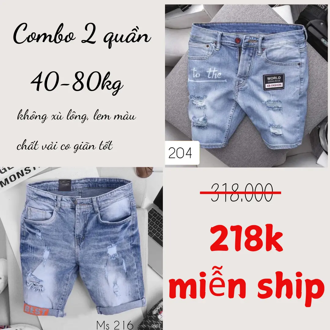COMBO Quần Jean Nam  co giãn, Túi Quần Lưng Cao, Size 28-34 Menswear Pants Có Túi