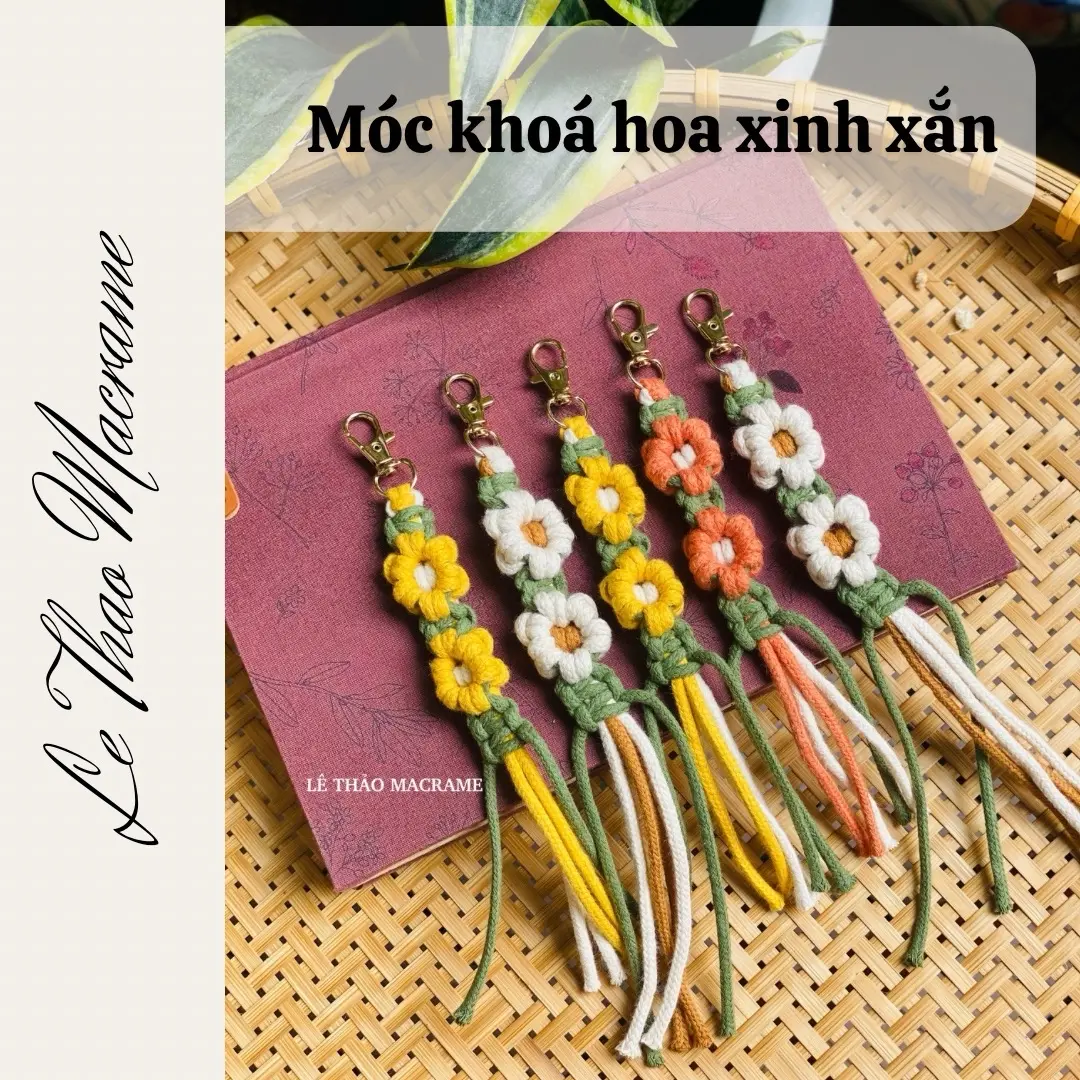 Móc khoá, móc túi xách 2 bông hoa Móc Chìa Khoá
