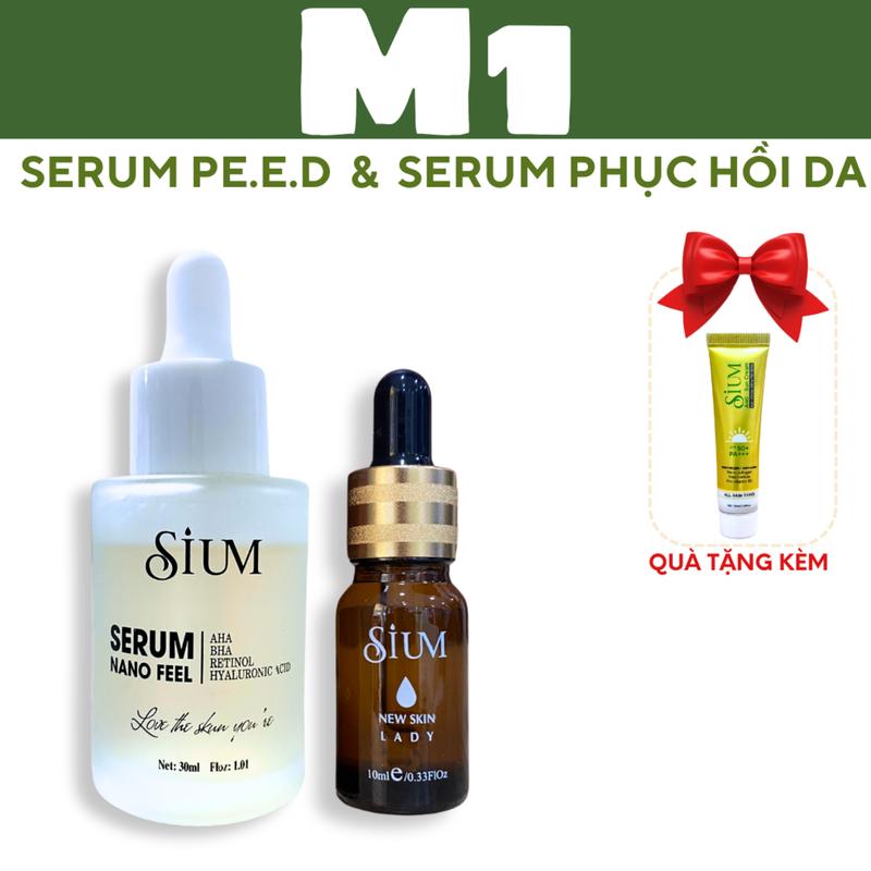  Combo M1: Serum Peel Nano + Serum Phục Hồi Da - TẶNG KÈM Kem Chống Nắng Sium Size 10ml Peel Da Skincare 