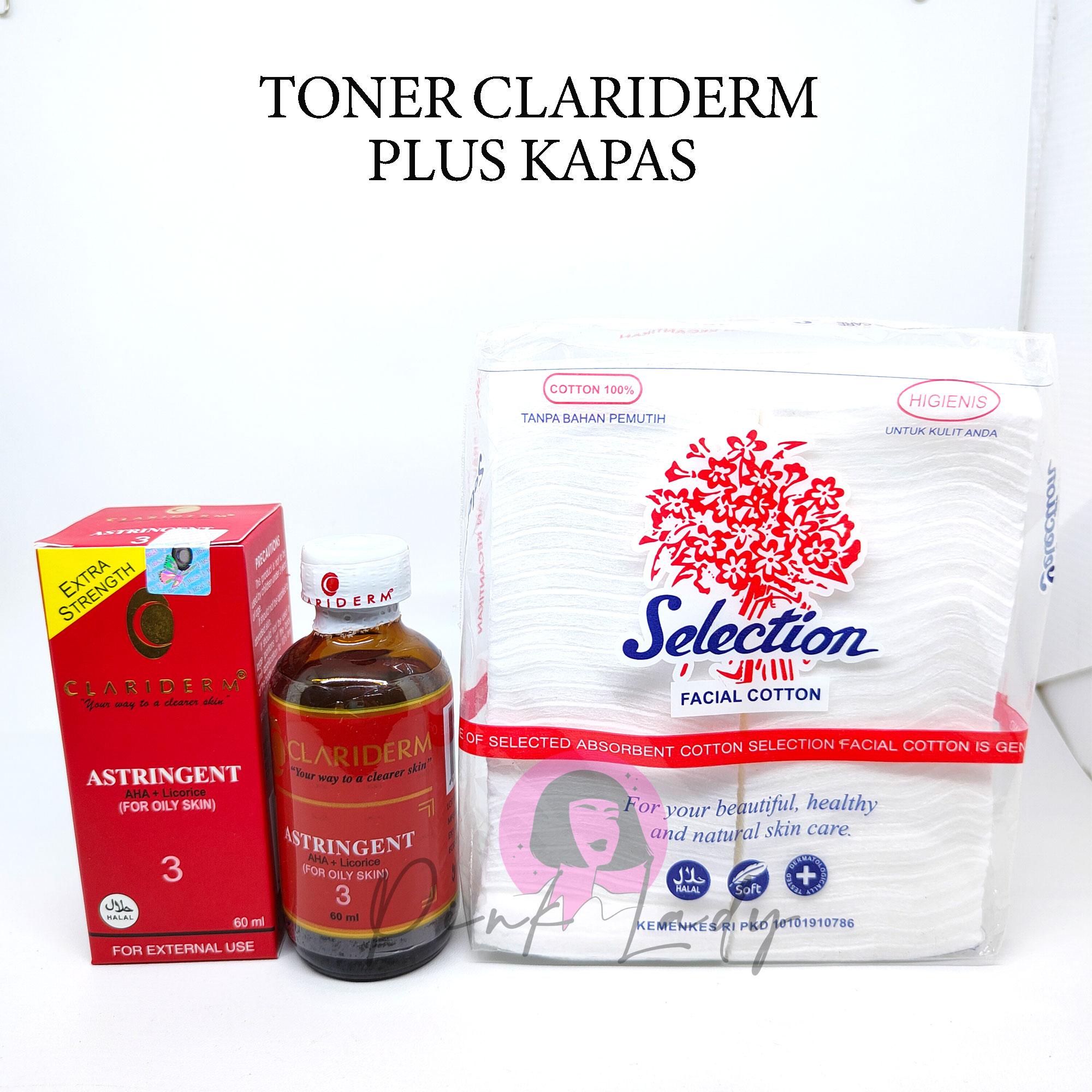 Toner Clariderm Astringent Alkohol No 3 ORIGINAL Plus Kapas Selection Facial Cotton