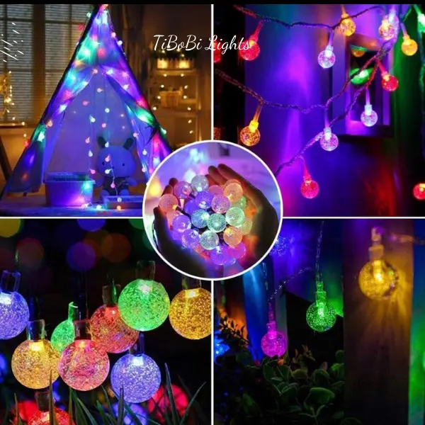Đèn led nháy trang trí nhà cửa, trang trí cây thông noel lễ tết, đèn năng lượng mặt trời quả cầu bi bọt 30-50-100 bóng led 8