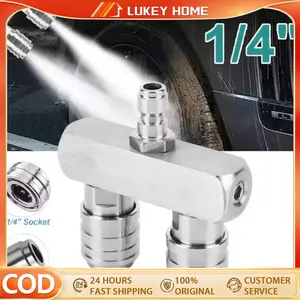 Nozzle Ganda 1/4 Inch Quick Release Jet Washer Dual Spray Adapter Sambungan Mesin Cuci Tekanan