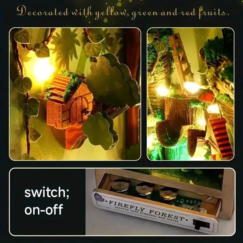 DIY Wooden House Design Toy, 1 Set Creative 3D Book Stand, Novelty Ornament Toy, Bookend Hand-assembled Model Ornaments, Stocking Fillers Gift 5