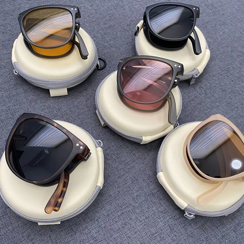 New Women's Fashion Folding Sunglasses Women's Glasses Oval Glasses Lady Retro Sunglasses UV400 Protect