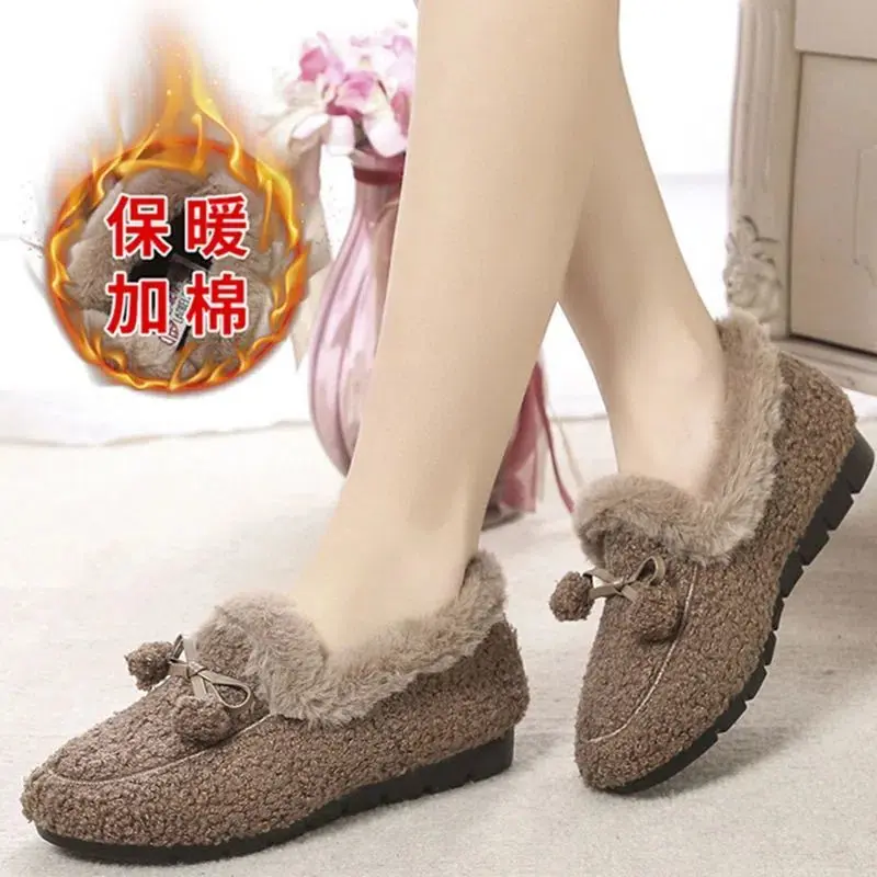 Giày Bệt Lông Mịn Gommino, Dành Cho Nữ, Mùa Thu Và Mùa Đông, Phong Cách Hàn Quốc, Đế Dày, Đế Bằng, Dễ Phối Đồ, Làm Bằng Bông, Lót Lông Cừu, Thích Hợp Cho Các Bà Mẹ Có Thể Mặc Ngoài Trời, Hàng Mới Về Năm 2024, Ấm Áp 8