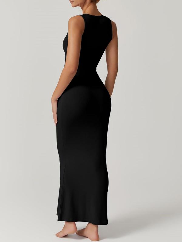 Women's Solid Contrast Lace Square Neck Party Dress, Elegant Sleeveless Long Dress for Party Banquet, Ladies Clothes for All Seasons 5