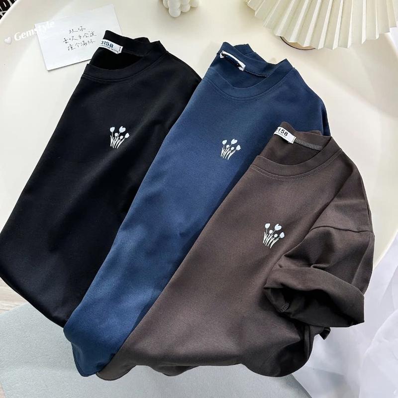 Áo thun nữ cotton khô 3158 HOA TULIP XANH nhiều màu form rộng dưới 60kg mới