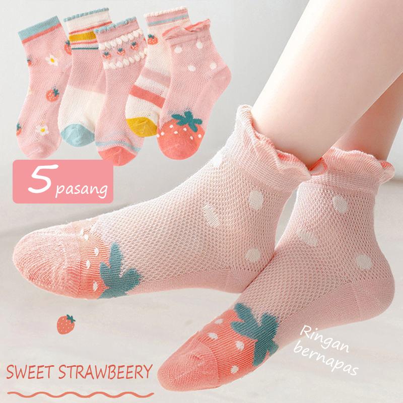 Kaos Kaki Anak Motif Lucu Basic UMUR 0-12 Tahun Kids Short Socks - 5 Pasang - Fashion 8