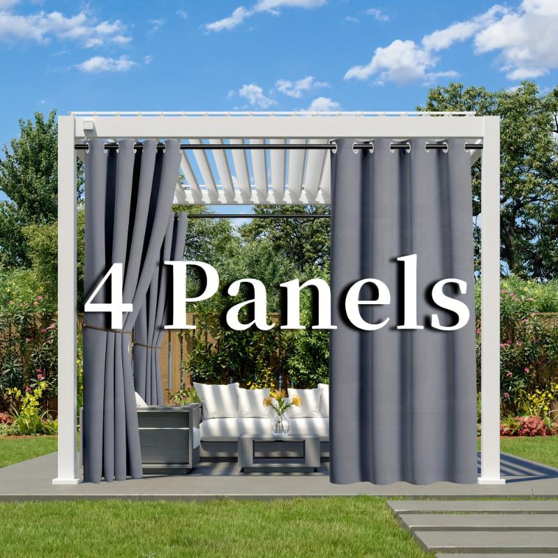 Product Introduction of 4 Pieces Waterproof Privacy Curtains - Light-filtering Outdoor Curtains With Rings For Porches, Gazebos, Pergolas, And Backyards 25