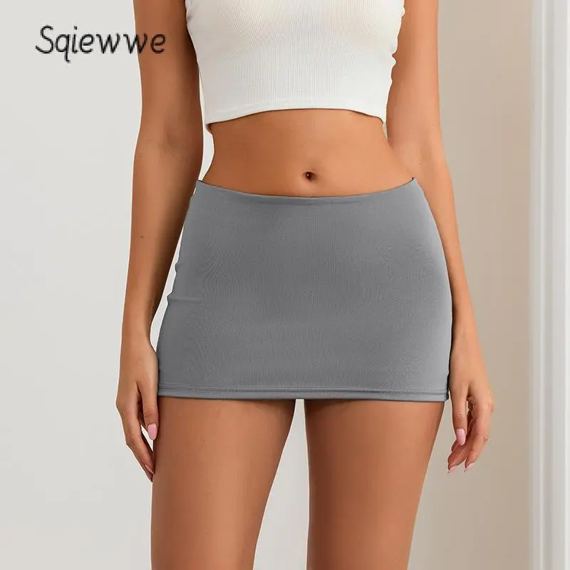 Women's Mini Bodycon Skirt Casual V Cut Low Waist Solid Color Short Skirt for Party Club Lady Bottom