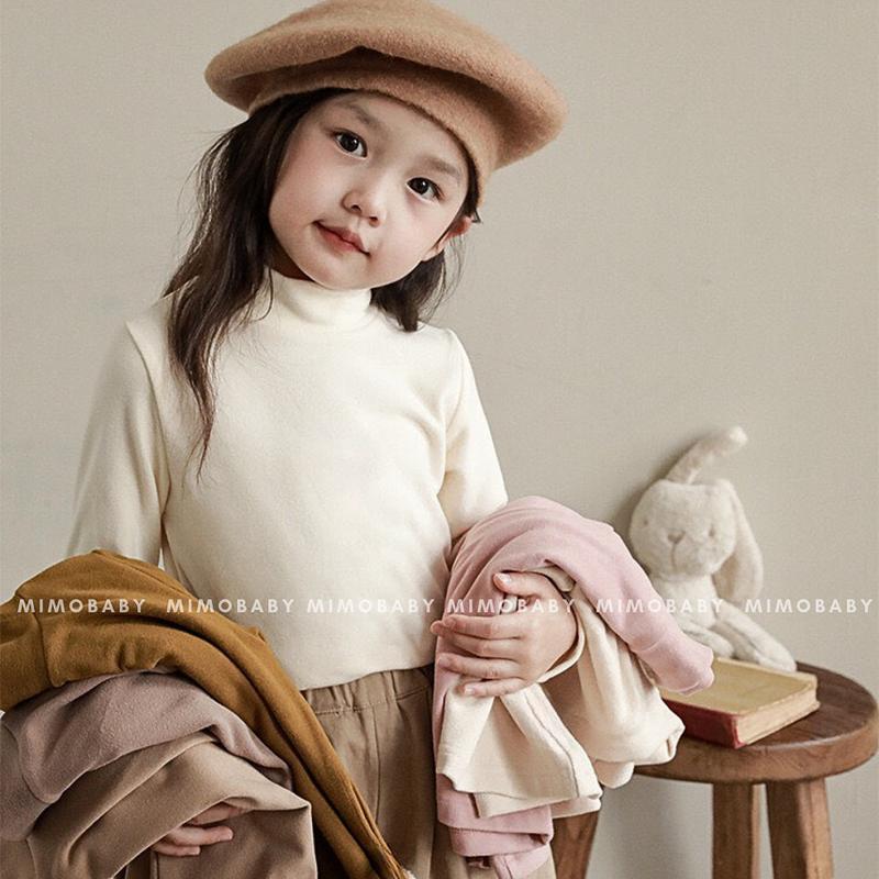  Áo giữ nhiệt cổ 3 phân vải cotton dày dặn lót bông nhẹ màu trơn mùa thu đông cho bé  8-18kg  QA128 Mimo Baby 