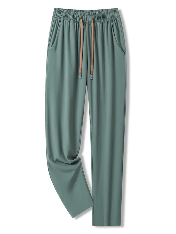 Women's Solid Color Drawstring Waist Sports Joggers, Casual Lightweight Straight Leg Pants for Summer, Ladies Sportswear for Indoor Outdoor Wear 1