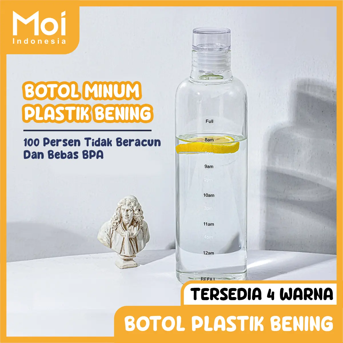 Botol Minum Bening Aesthetic 500ML dan 750ML Dengan Penanda Waktu Kitchenware Plastik Kaca Bottles