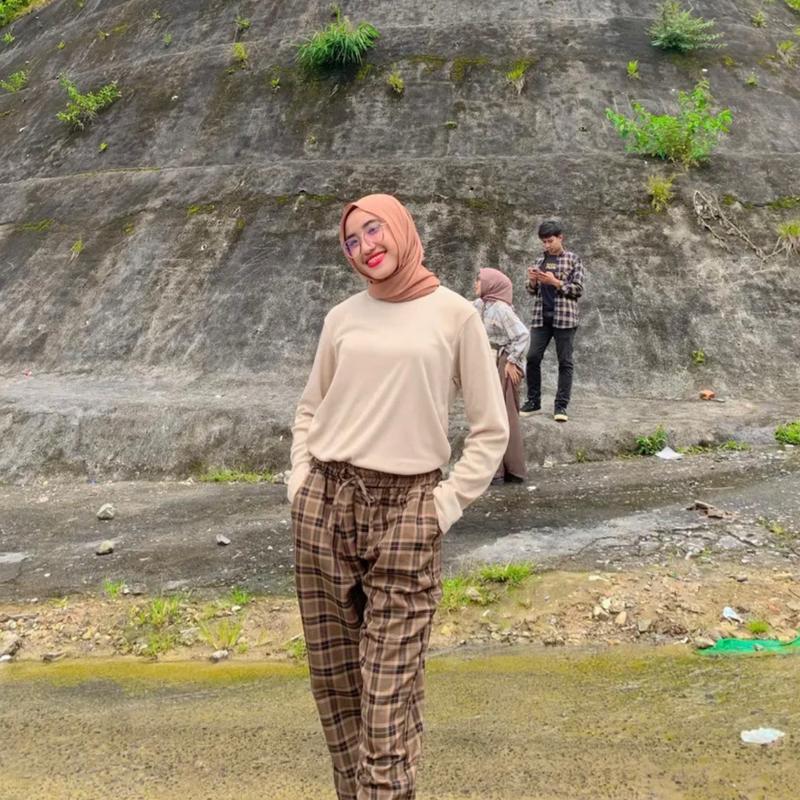 (BISA COD) One Set Outfit Kaos RIB dan Celana Baggy Pants atasan Lengan panjang 4
