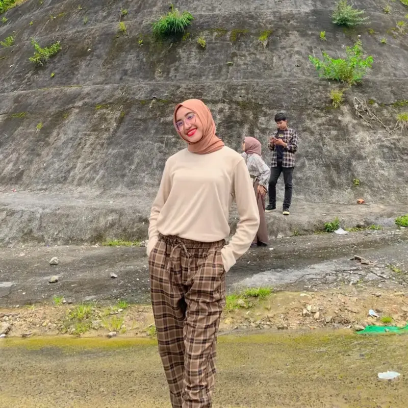 (BISA COD) One Set Outfit Kaos RIB dan Celana Baggy Pants atasan Lengan panjang 3