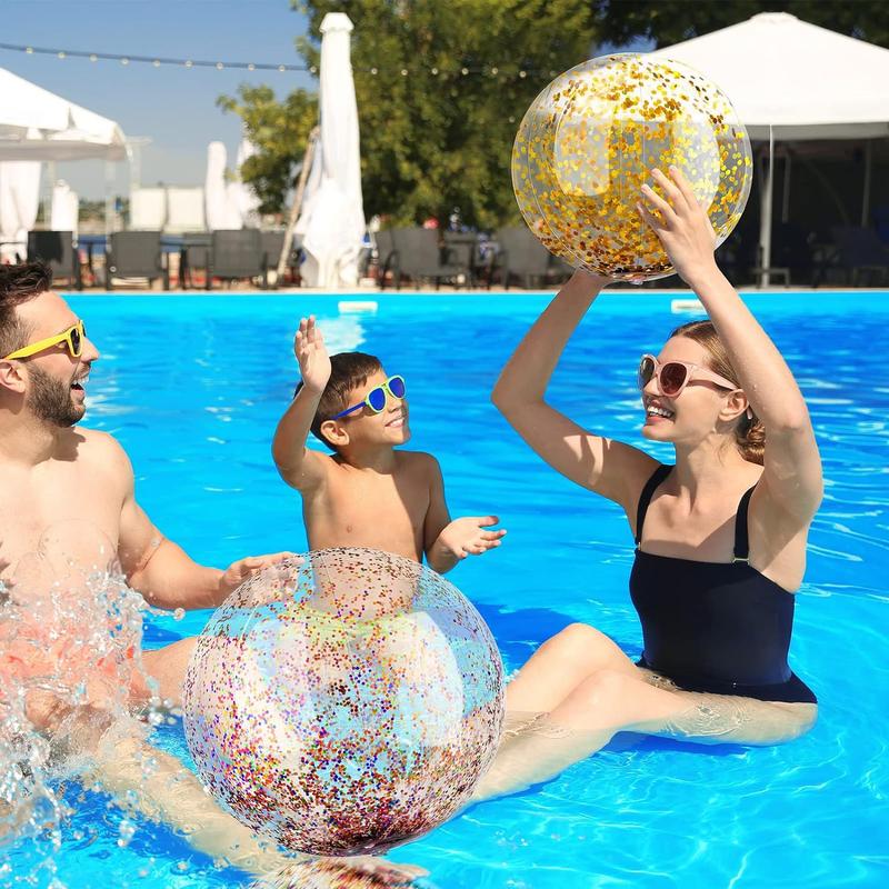 Product Introduction of 40cm Transparent Sequins Beach Ball Thick Material Inflation Balloon Water Float Swimming Pool Playing Water Toy Ball 14