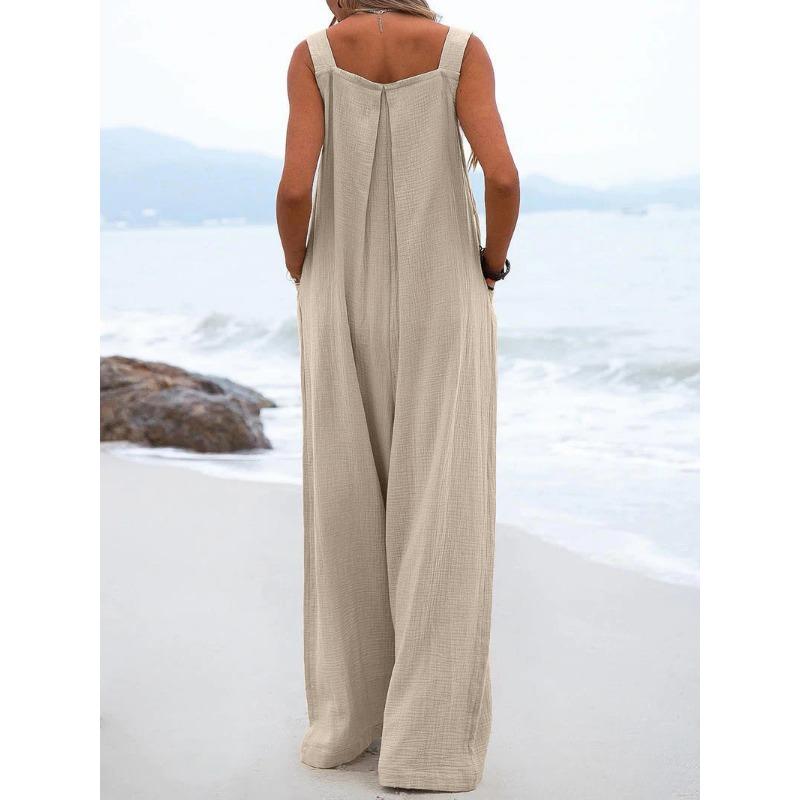 Product Introduction of National style fashion solid color wide-leg jumpsuit with body clothes 3