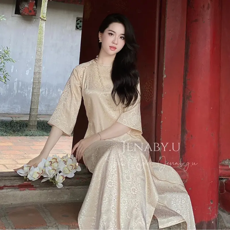 Set áo dài Nhật Hạ form xinh xắn màu sắc nhã nhặn 7