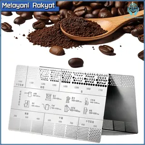 Coffee Ground Measuring Card Stainless Steel Grind Size Halus Kasar Reference Card 200 - 1700um