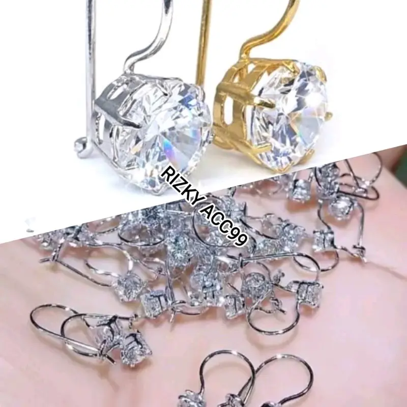anting desy perhiasan emas wanita dewasa silver dan emas/Titanium/anti karat dan tahan lama Elegan Gold 0