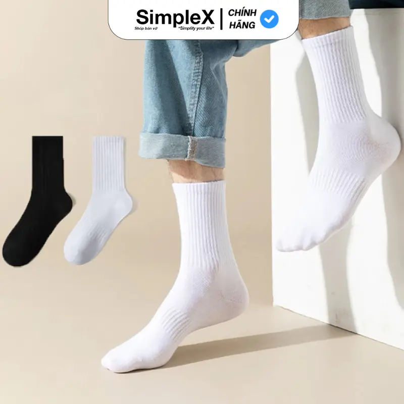 [SimpleX][PREMIUM][SET 10 ĐÔI + TẶNG 1] Tất Vớ Nam Nữ Trơn Unisex Cổ cao, Cổ Trung, Cổ Thấp 6