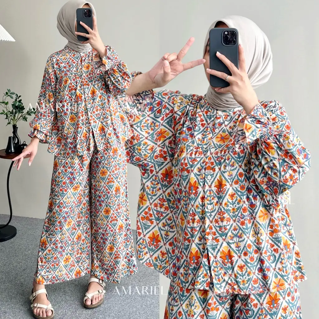 Amariel Nomi OneSet Piyama Rayon Panjang Setelan Baju Tidur Nyaman Bumil Busui Friendly