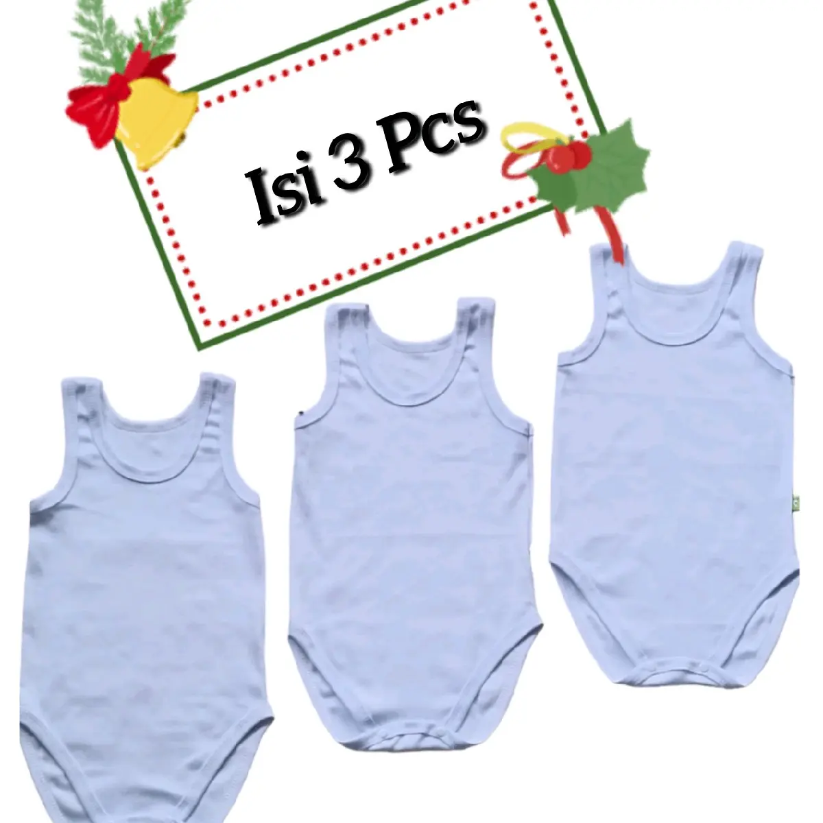 Kaos Dalam Jumper Singlet Bayi Isi 3pcs Unisex Bahan Cotton Nyaman Lembut Utk Usia 0-24bln Kancing Putih Katun Perempuan Lengan Singlet Anti Singkab