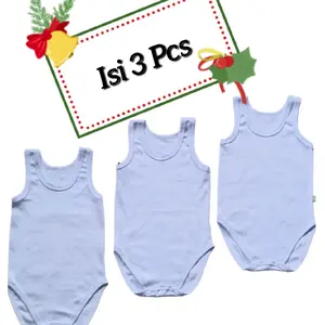 Kaos Dalam Jumper Singlet Bayi Isi 3pcs Unisex Bahan Cotton Nyaman Lembut Utk Usia 0-24bln Kancing snap Putih Katun Perempuan Lengan Singlet Anti Singkab