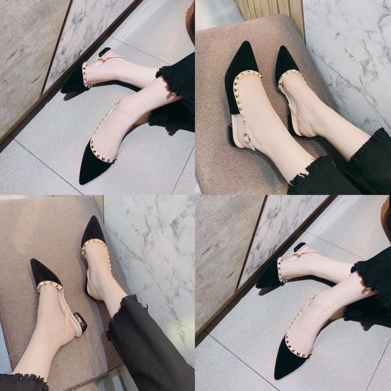giày Sandal đinh da lộn mũi nhọn DéP Nữ Shoes