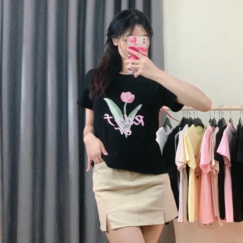 [ XẢ KHO NGHỈ BÁN] Áo thun Baby Tee nữ 1 bông Tulip chất cotton co dãn hot trend mùa hè, Áo phông tay ngắn chất cotton 2 chiều siêu mát siêu tôn dáng style Hàn Quốc giá rẻ - SOHA.TEE