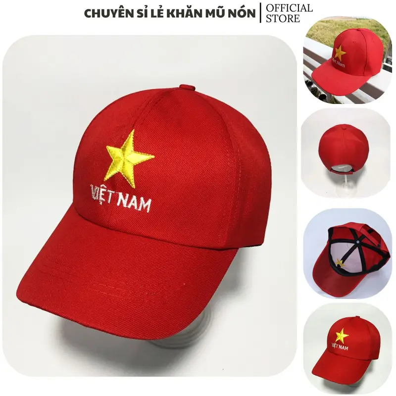 Mũ lưỡi trai , Nón kết thêu cờ đỏ sao vàng được đội vào các dịp lễ học sinh , thanh niên tình nguyện đội Hat 0