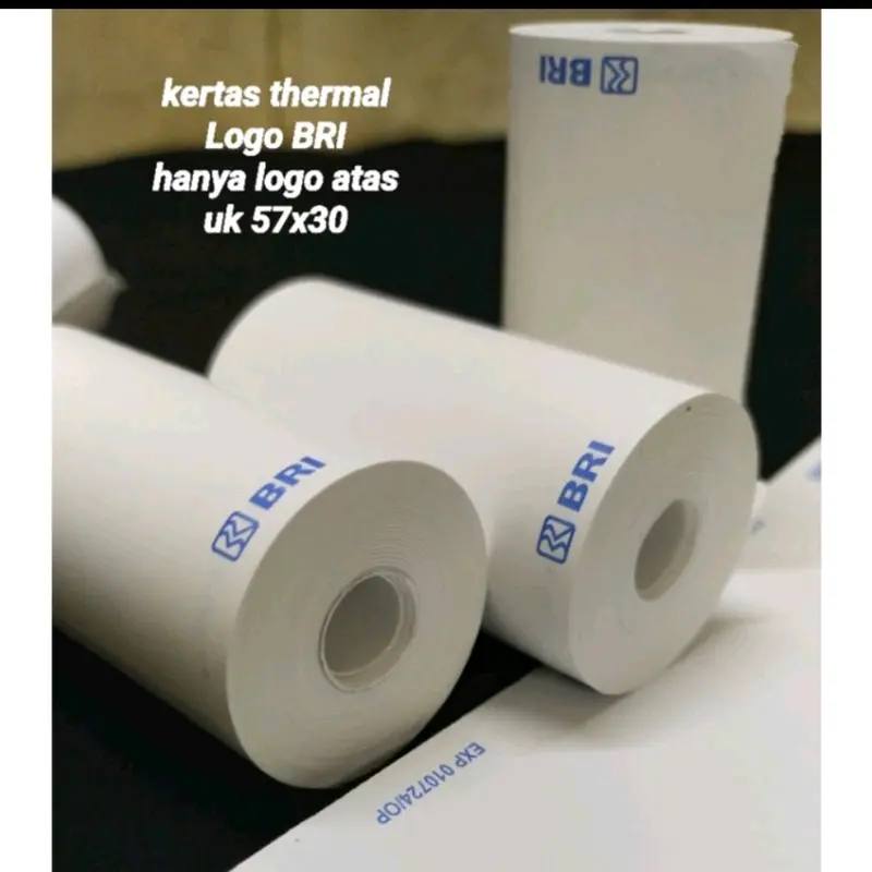 10 Roll kertas Struk Thermal Edc logo BRI 57x30mm Hitam 1
